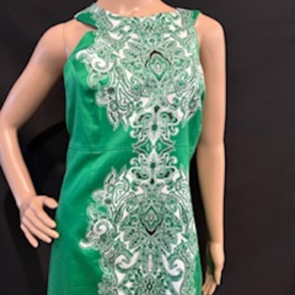 INC International Concepts Green Sleeveless Baroque Print Dress 16 (Green) - Picture 1 of 10